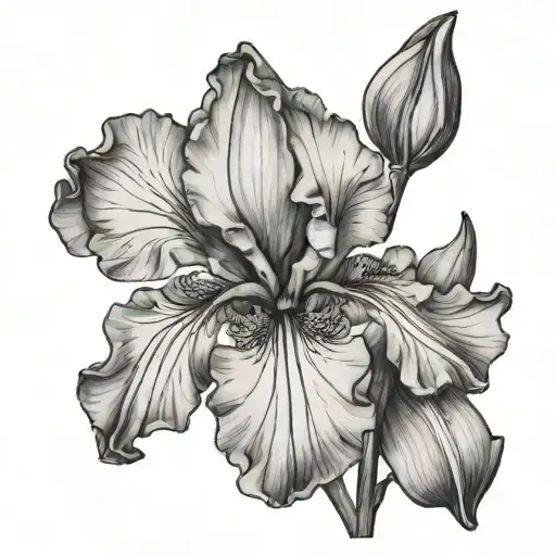 sweet iris flower blooming tattoo design idea