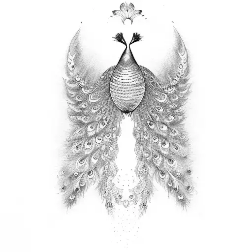  simple peacock wing tattoo design idea