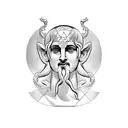 statue of Dionysus with geometric linework tattoo design idea