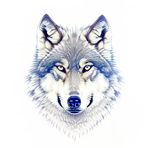 Wolf with lilacs, birth and death date tattoo design idea