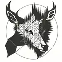 Forest blackout symmetrical geometric  deer face tattoo design idea