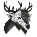 Forest blackout symmetrical geometric  deer face tattoo design idea