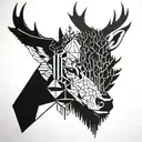 Forest blackout symmetrical geometric  deer face tattoo design idea