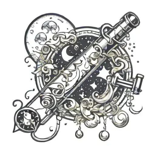crescent moon inside the test tube tattoo design idea