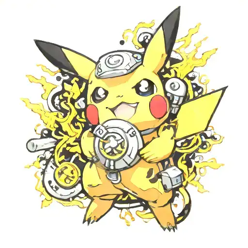 Pokemon Pikachu charged with energy from the outlet tattoo design idea