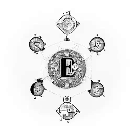 A tattoo design that combines systems engineering and biochemistry, featuring the letters J and E for the engineering part. It could include a popular programming code or circuits for the systems aspect, and bacteria or laboratory instruments for the biochemistry part. tattoo design idea