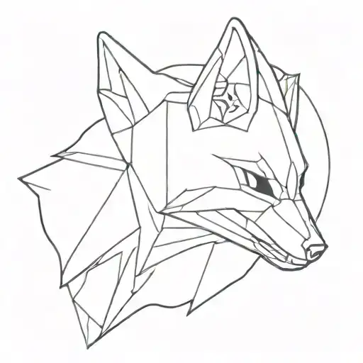 Combine the Ghost companion from Destiny 2 with a fox in a minimalist design tattoo design idea
