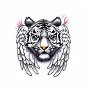 tiger with angel wings and knives  tattoo design idea