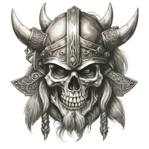 skull viking warrior tattoo design idea