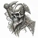 skull viking axe inspired tattoo design idea