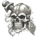 skull viking axe inspired tattoo design idea
