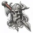 skull viking axe inspired tattoo design idea