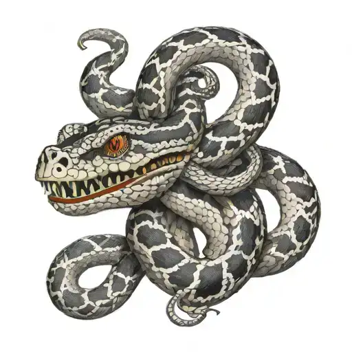 mexican feathered snake 3d realisat tattoo design idea