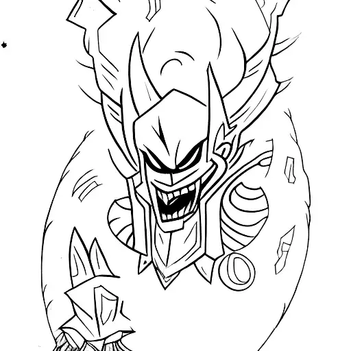 whimsical shaco's full body silhouette tattoo design idea