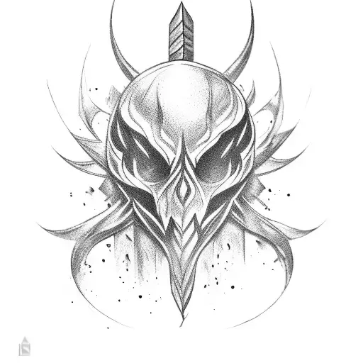 whimsical shaco's full body silhouette tattoo design idea