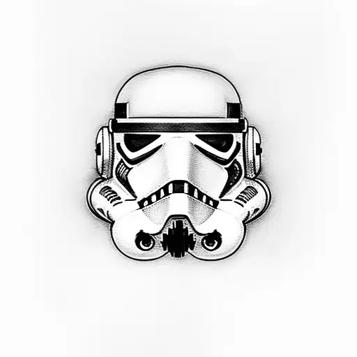 Stormtrooper helmet with a typewriter inside tattoo design idea