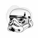 Stormtrooper helmet with a typewriter inside tattoo design idea