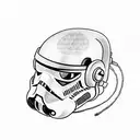 Stormtrooper helmet with a typewriter inside tattoo design idea