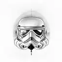 Stormtrooper helmet with a typewriter inside tattoo design idea