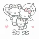 hello kitty and minnie mouse with the words big sis and lil sis tattoo design idea