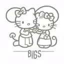 hello kitty and minnie mouse with the words big sis and lil sis tattoo design idea