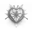 Starburst heart tattoo design idea
