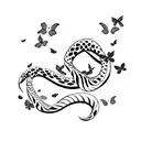 snake with butterflies with flowers tattoo design idea