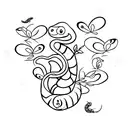 snake with butterflies with flowers tattoo design idea