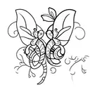 snake with butterflies with flowers tattoo design idea