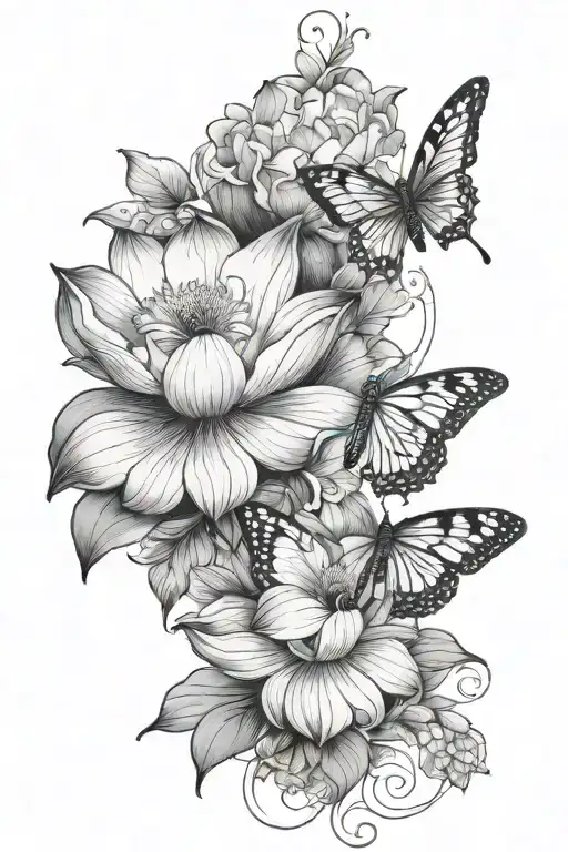 lotus flower and butterfly on spine tattoo tattoo design idea