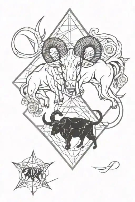 Taurus and Aries Combined Star sign intertwined tattoo design idea