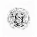 It's a full moon. There is a road under it and on the sides of the forest, on the left side of the forest there is the m tattoo design idea