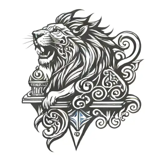 tribal lion king chess piece tattoo design idea
