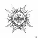 cross with crown of thorns tattoo design idea