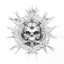 cross with crown of thorns tattoo design idea