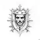 cross with crown of thorns tattoo design idea