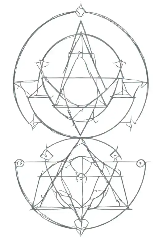 Protection sigils intertwined with witchcraft symbols tattoo design idea