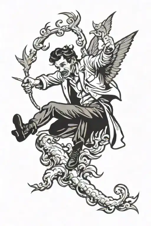 lucifer falling tattoo design idea