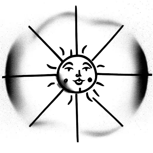 sun with colourful christamas bulb lights  string tattoo design idea