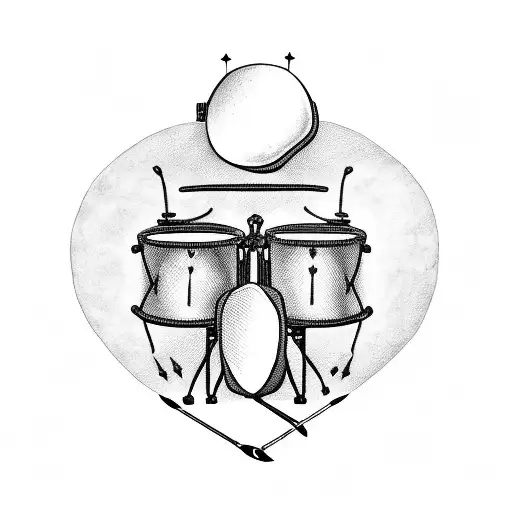 A drum set which is part of a human heart tattoo design idea