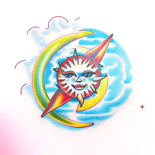 Sun and Moon tattoo design idea