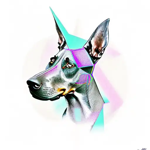 A Doberman wearing a rap artist's chain tattoo design idea