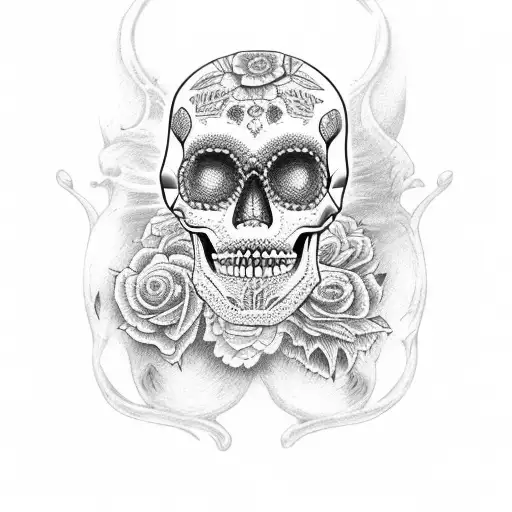 mexican skull with candys tattoo design idea