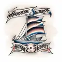 horseshoe ship hawk tattoo design idea