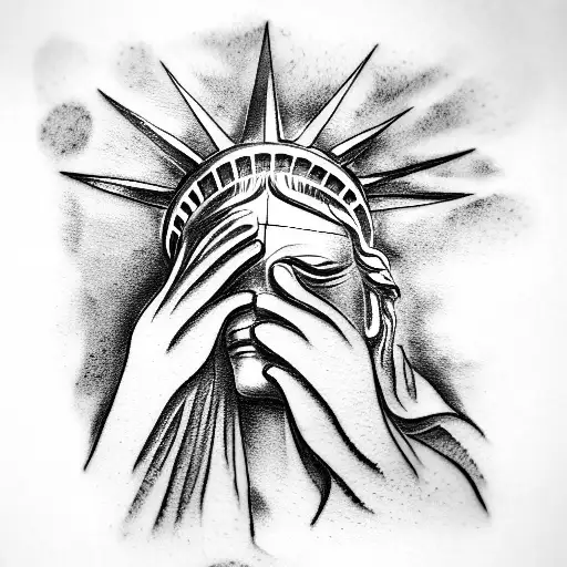 Realism Statue Of Liberty Hands Over Face Tattoo Idea  BlackInk