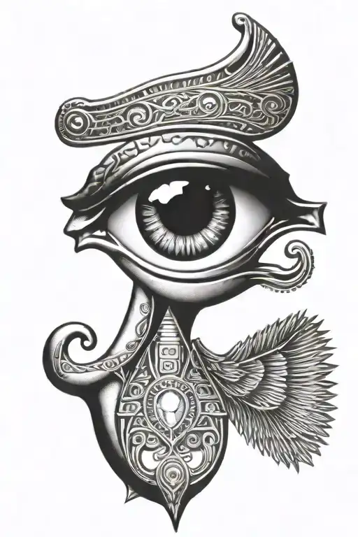 eye of Horus and Khonshu egyptian god tattoo design idea