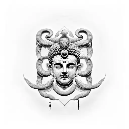 forearm tattoo of stoicism, Icarus, Buddha, memento mori, memento vivere, and a captivating snake motif. tattoo design idea