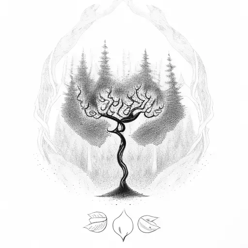 withered tree with coffee beans tattoo design idea