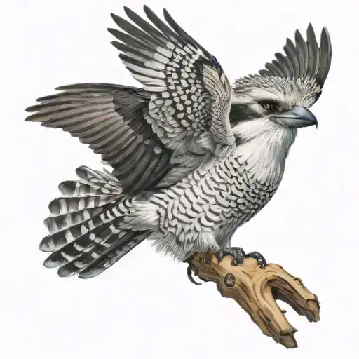 Kookaburra flying, mouth open  tattoo design idea