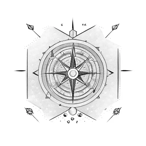 oxygen molecule with compass tattoo design idea